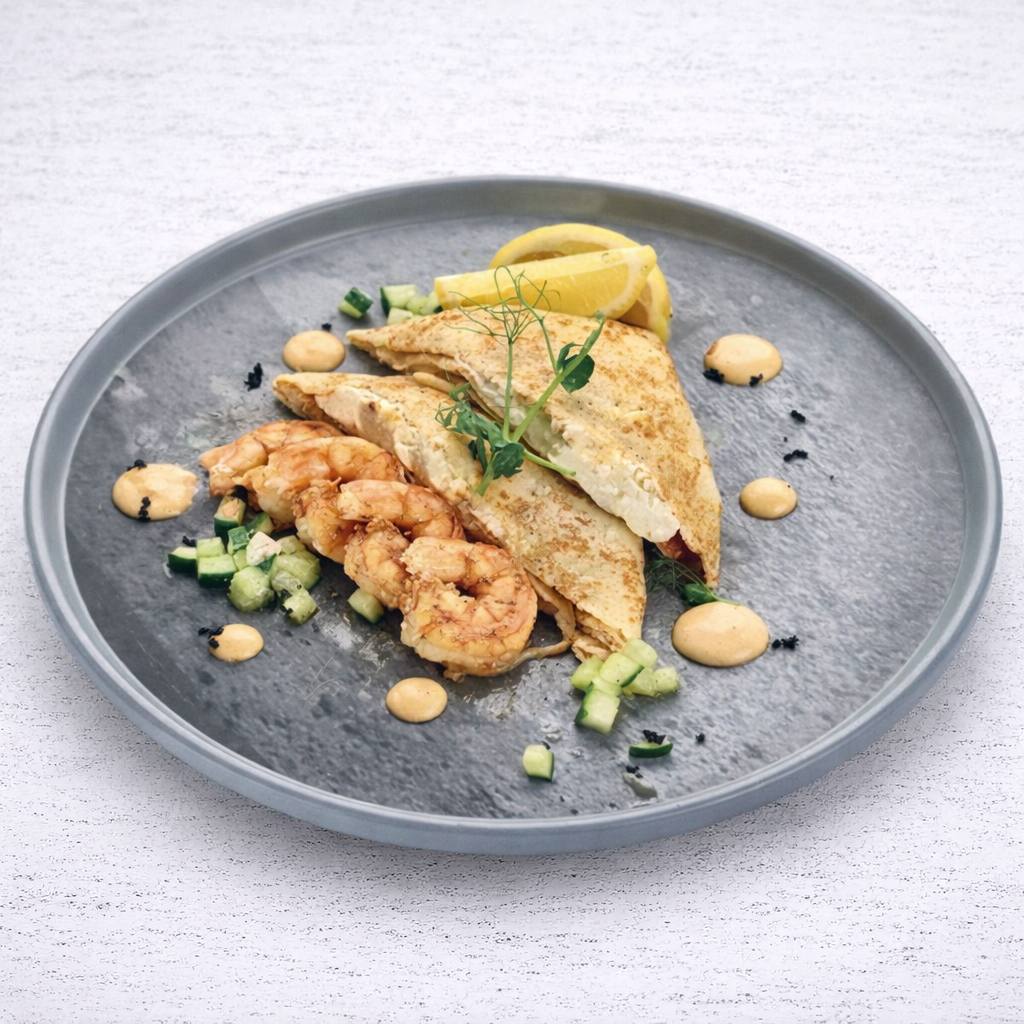 Фото С тигровыми креветками и творожным сыром