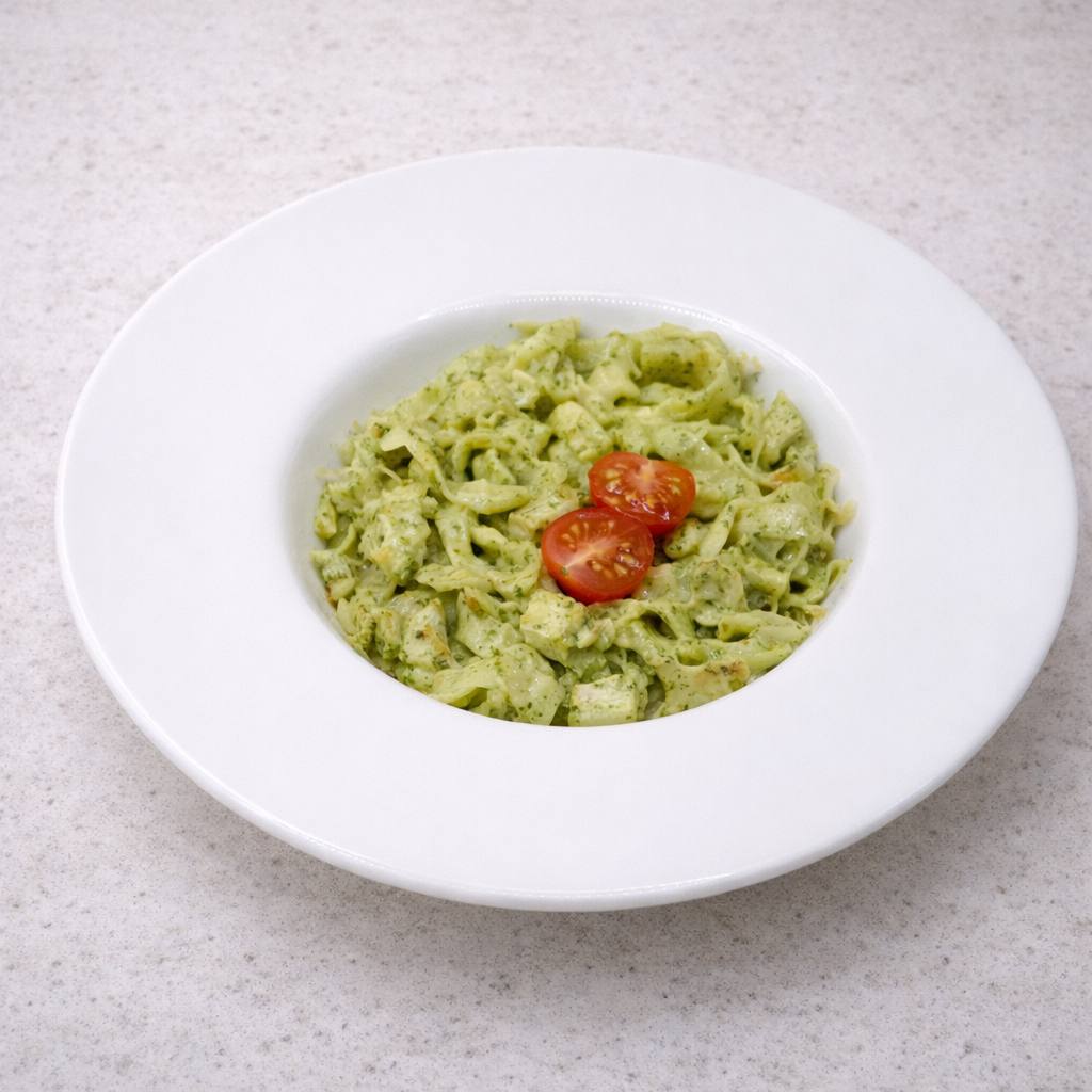 Фото Паста с цыпленком в сливочно-шпинатном соусе